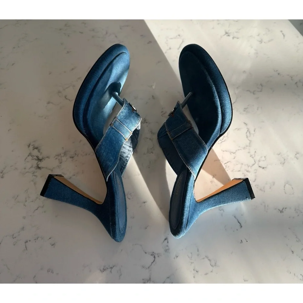 Denim Heeled Mules - Size 10 - Picture 9 of 14